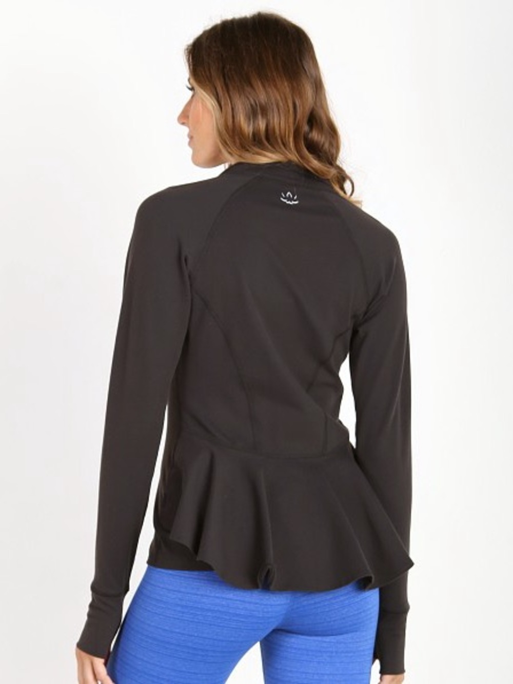 Beyond Yoga Black Modern Muse Peplum  Full-Zip Lightweight Jacket